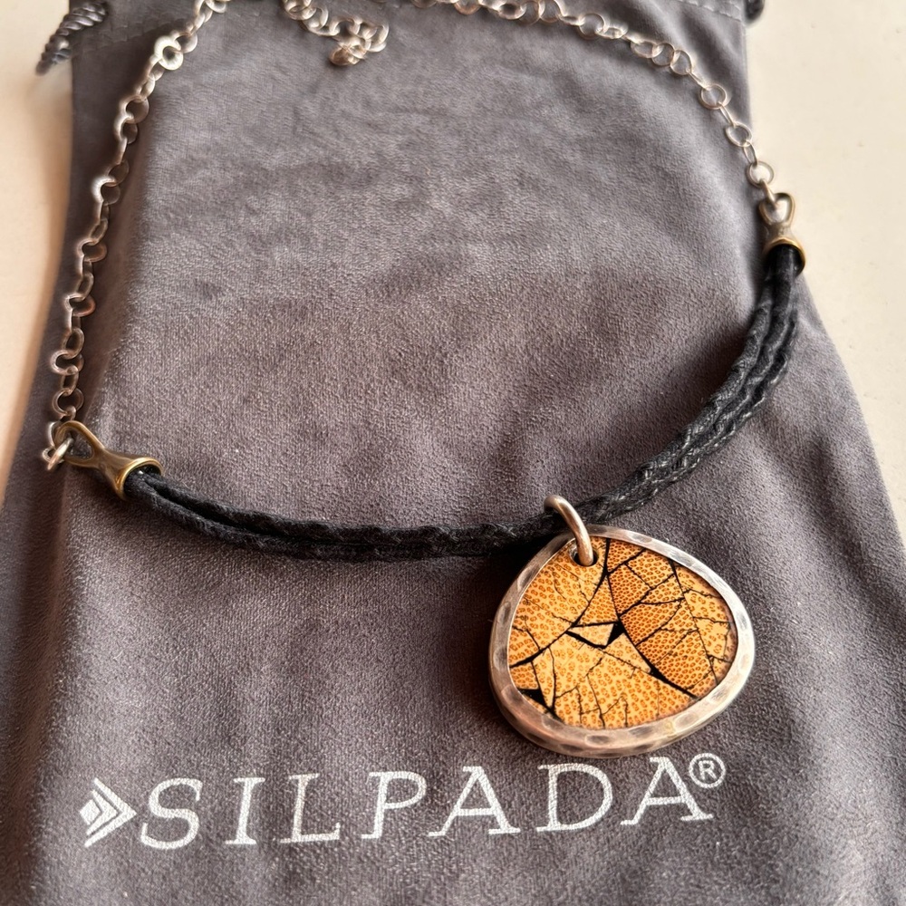 N1893 Retired Silpada Bamboo, Brass & Silver Necklace